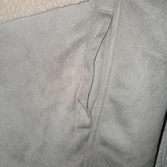 Lauren By Ralph Lauren Womens Faux Suede Shearling Jacket, Medium, Gray Beauty! - Picture 5 of 8